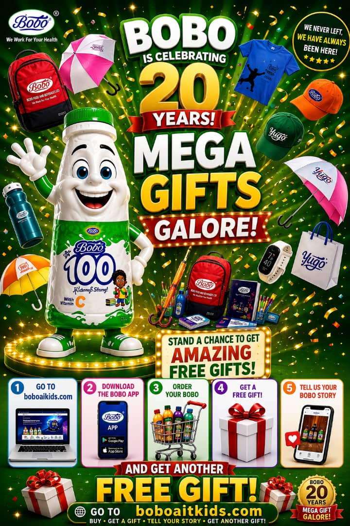 Bobo 20 Years Mega Gifts Galore Banner